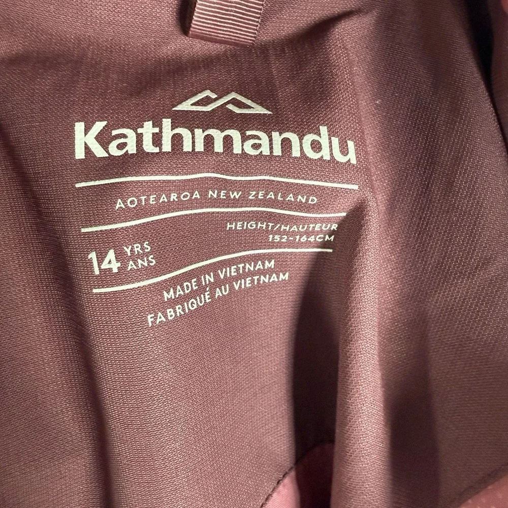 Kathmandu ngx2 Rain Jacket Youth 14 Burgundy Hooded Hiking Waterproof Coat